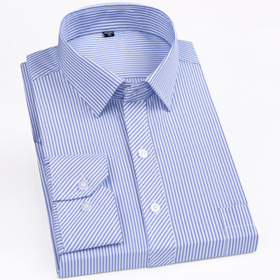 Klassikaline meeste ruuduline/triibuline sotsiaalkontori kleidi särk, ühe plaastriga tasku pikkade varrukatega ametlikud ärisärgid