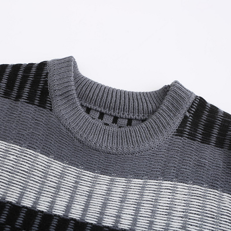 Splice Stripe πουλόβερ Μπλούζες για Άντρες Φθινόπωρο Χειμώνας Μόδα Δρόμου Χαλαρό ζεστό φούτερ Casual μπλούζα κάτω πουκάμισο ανδρικό πουκάμισο