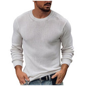 Meeste moodne soe kampsun, ühevärviline vabaaja õhuke kootud kampsun, ümmargune kaelus Ilusad talvised kampsunid