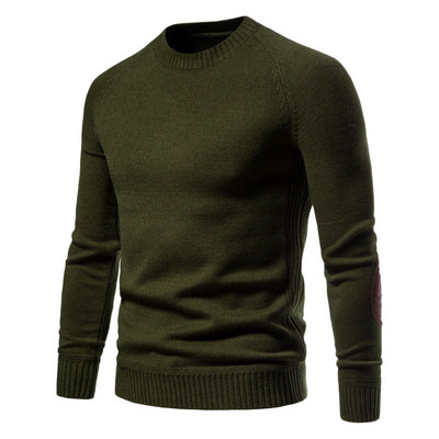 Patch Sleeve Meeste Pullover Sviiter Topid Sügis- ja Talvised Moodsad dressipluusid Tavaväljaande Õlavarrukatega Ühevärviline pluus