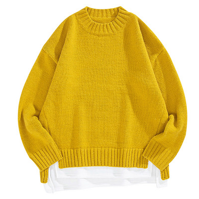 Ühevärviline meeste vabaaja pullover kampsun Splice pikkade varrukatega meeste rõivad ümara kaelusega pluus soe pehme mood uus kampsun