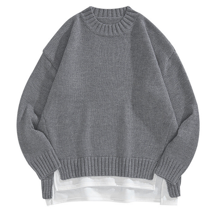 Ühevärviline meeste vabaaja pullover kampsun Splice pikkade varrukatega meeste rõivad ümara kaelusega pluus soe pehme mood uus kampsun