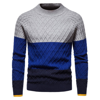 Καρό συνονθύλευμα ανδρικό πουλόβερ πουλόβερ με λεπτή εφαρμογή Φούτερ Ζεστό casual streetwear πλεκτό ανδρικό ρούχο πουκάμισο χρώματος