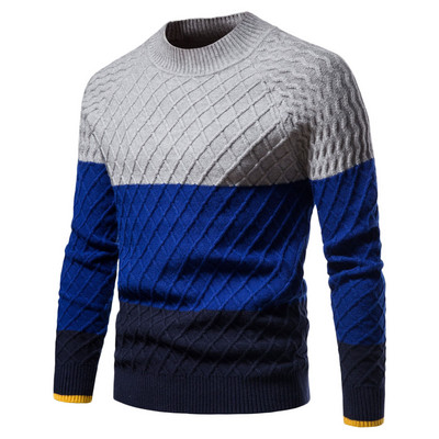 Καρό συνονθύλευμα ανδρικό πουλόβερ πουλόβερ με λεπτή εφαρμογή Φούτερ Ζεστό casual streetwear πλεκτό ανδρικό ρούχο πουκάμισο χρώματος
