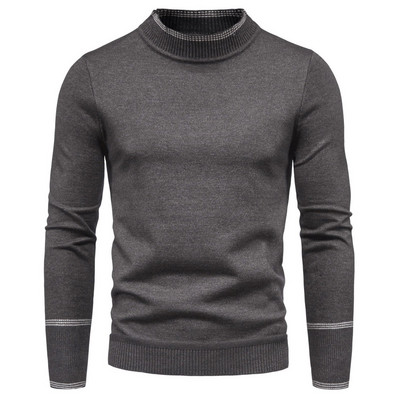 Turtleneck Meeste top Kootud Pullover Soliidne kampsun Vabaaja retro lapiline Meeste Riietus Kootud Kampsunid Meestele Pluus Topid