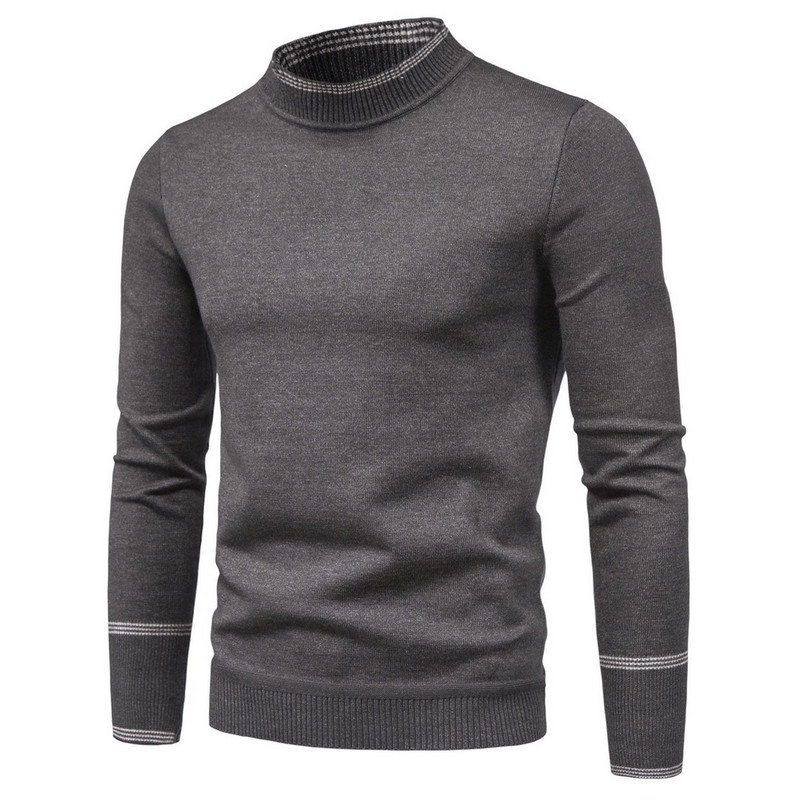 Turtleneck Meeste top Kootud Pullover Soliidne kampsun Vabaaja retro lapiline Meeste Riietus Kootud Kampsunid Meestele Pluus Topid