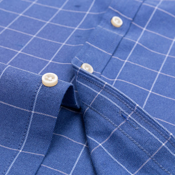 Ежедневни мъжки ризи от чист памук Oxford с дълъг ръкав, обикновени мъжки ризи с редовни кройки, модни копчета