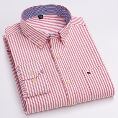 Ležerne muške košulje Oxford od čistog pamuka dugih rukava Jednobojne muške košulje regularnog kroja Modne muške košulje na gumbe