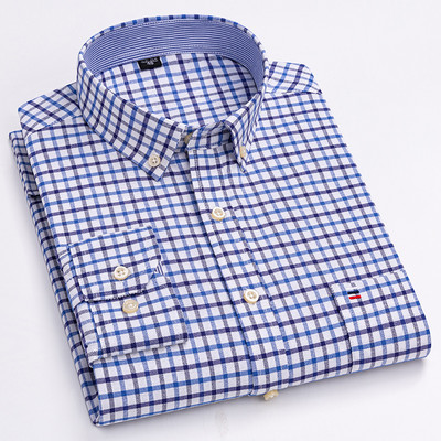 Ležerne muške košulje Oxford od čistog pamuka dugih rukava Jednobojne muške košulje regularnog kroja Modne muške košulje na gumbe