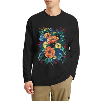 Νέο μακρύ μπλουζάκι Wild Flowers μεγάλο μπλουζάκι μπλουζάκι για αγόρι μαύρο μπλουζάκι για άντρες