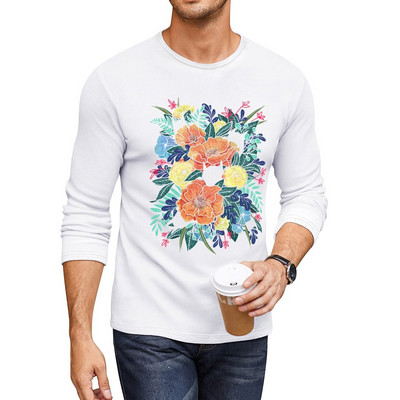 Uus Wild Flowers Long T-särk ülisuur t-särk T-särk poisile mustad T-särgid meestele