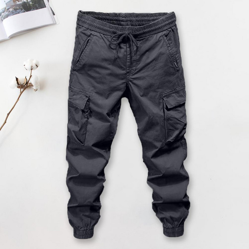 Muške kargo hlače Poslovne ležerne hlače Muške hlače Elastični struk Uzice s više džepova Sport na otvorenom Duge hlače Ulična odjeća