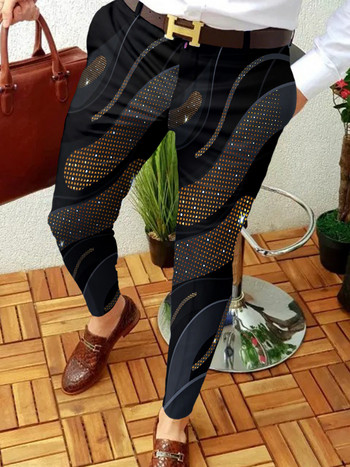Нови мъжки бизнес ежедневни панталони за 2023 г. Ретро панталони с отпечатани прави крачоли Мъжки пролетни и есенни модни улични облекла