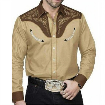 Мъжка западна риза с отпечатан модел на змия 3D печат с копчета с дълъг ръкав на открито Модно дизайнерско облекло 2023 г.