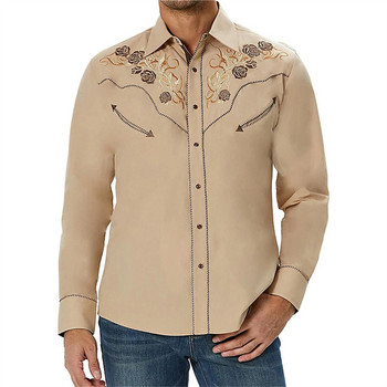 Мъжка западна риза с отпечатан модел на змия 3D печат с копчета с дълъг ръкав на открито Модно дизайнерско облекло 2023 г.