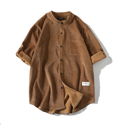 Meeste velvetist lühikeste varrukatega särgid Kevadsuvi Korea tippmood vabaaja vintage avar särk Meeste riided Suur 5XL