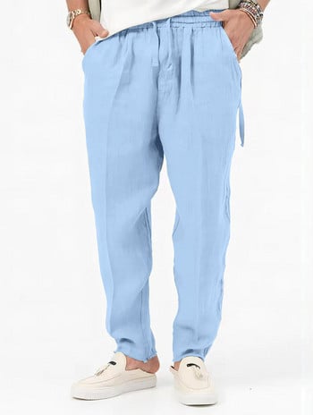 Παντελόνι 2023 Pantalones Hombre Y2k Casual από βαμβακερό και λινό φαρδύ παντελόνι Four Seasons Handsome Fashion