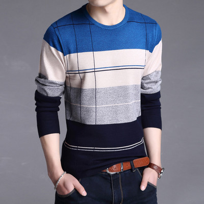Meeste kampsunid Ümarkaelus Ebaregulaarsed triibud Mood Noorte Pullover Meeste Kampsunid Meeste riided Sügis