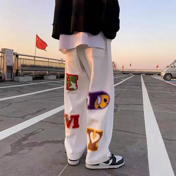 Ανδρικό φαρδύ παντελόνι με φαρδύ πόδι Φθινοπωρινή μόδα Hip-Hop ίσιο παντελόνι Causal Ανδρικό παντελόνι με τάση για όλους τους αγώνες Y2k Ins Streetwear