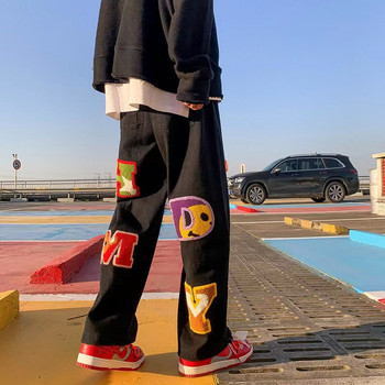 Ανδρικό φαρδύ παντελόνι με φαρδύ πόδι Φθινοπωρινή μόδα Hip-Hop ίσιο παντελόνι Causal Ανδρικό παντελόνι με τάση για όλους τους αγώνες Y2k Ins Streetwear