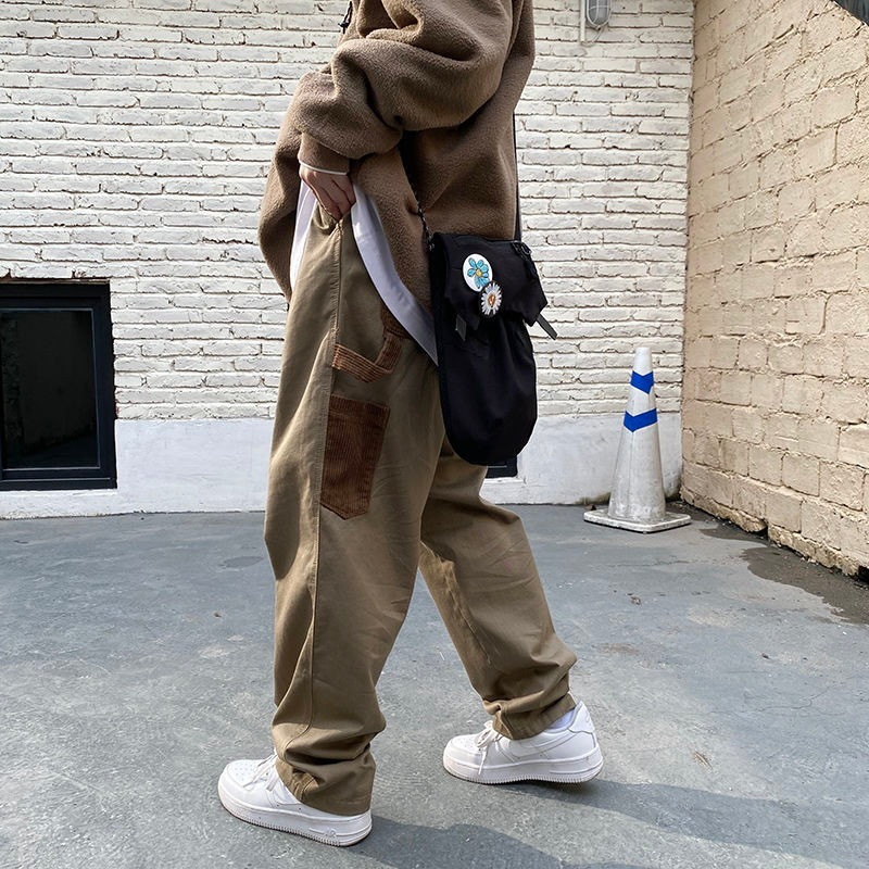 Meeste kottis laia säärega püksid Sügismood Hip-Hop sirged põhjuslikud püksid Meeste trendid, kõik sobivad Y2k püksid tänavarõivad