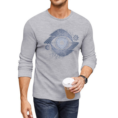 Νέο ODIN'S EYE Μακρύ μπλουζάκι για αγόρια λευκά μπλουζάκια υπερμεγέθη μπλουζάκι ανδρικό μπλουζάκι