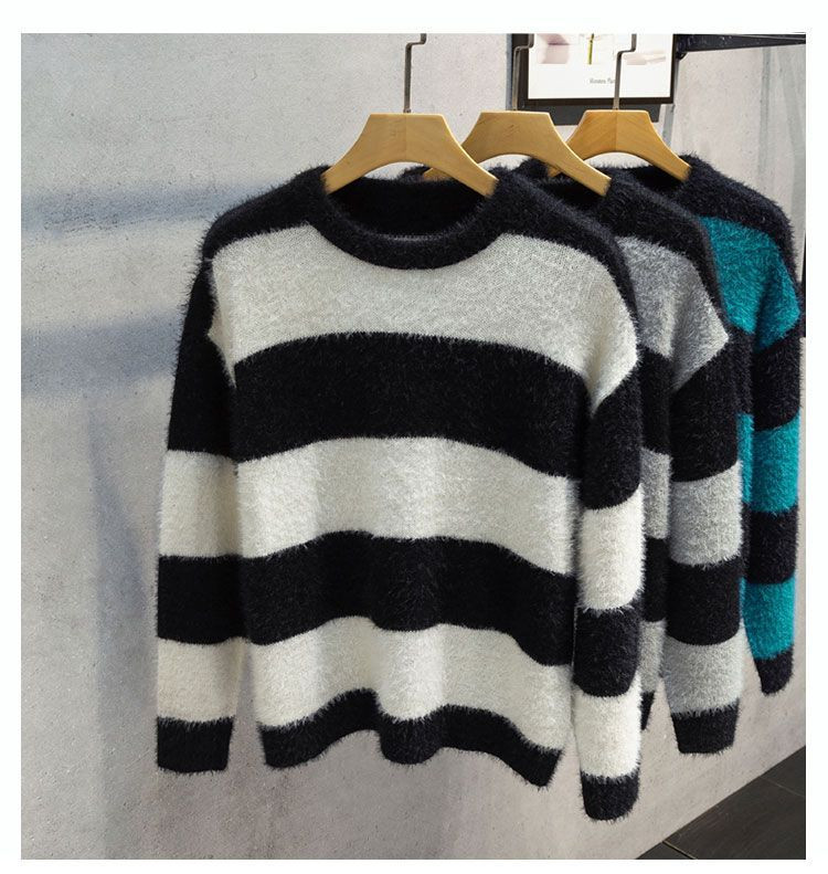 Tanki muški pleteni pulover Puloveri Muška prugasta pamučna pletenina Dječji osnovni jesenski proljetni žersej Široki pulover D3