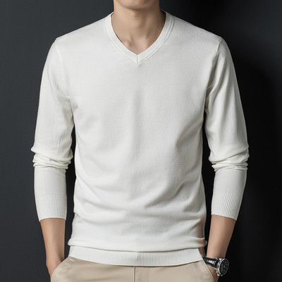 Pavasario rudens vyriški megztiniai Vienspalviai laisvalaikio megztiniai Madingi V kaklo megztiniai Vyriški prekės ženklo apatiniai marškiniai megztiniai Vyriški