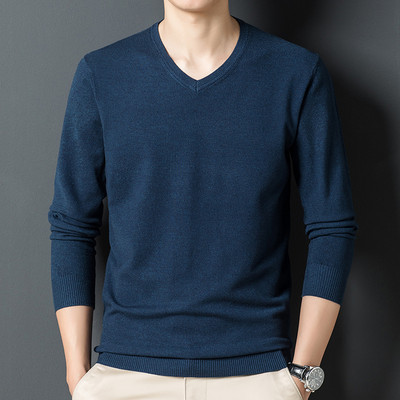 Pavasario rudens vyriški megztiniai Vienspalviai laisvalaikio megztiniai Madingi V kaklo megztiniai Vyriški prekės ženklo apatiniai marškiniai megztiniai Vyriški