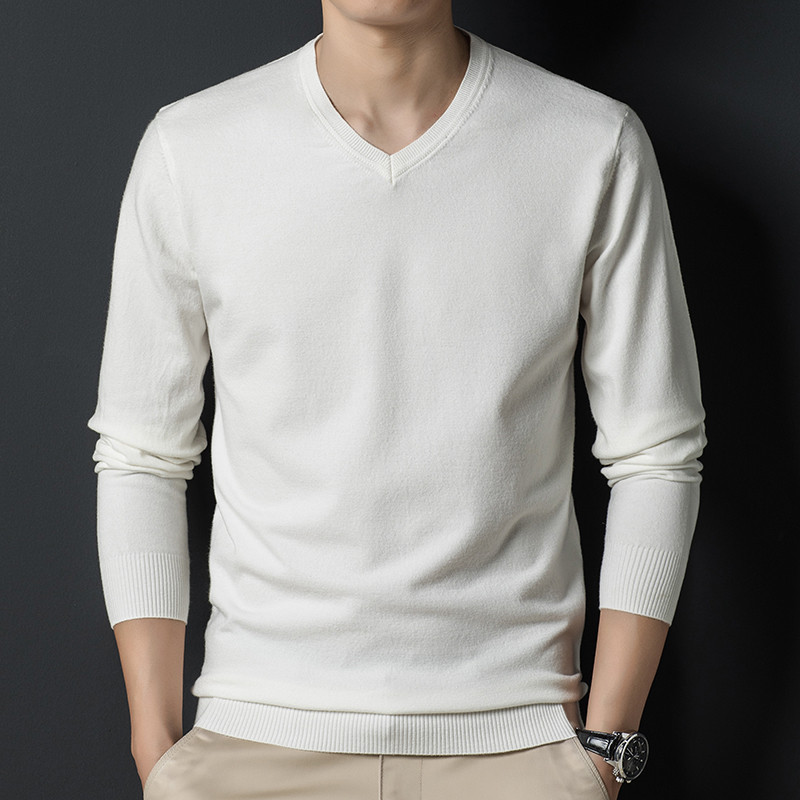Pavasario rudens vyriški megztiniai Vienspalviai laisvalaikio megztiniai Madingi V kaklo megztiniai Vyriški prekės ženklo apatiniai marškiniai megztiniai Vyriški