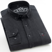 Muškarci Proljeće Jesen Vintage pamučne košulje od samta s jednim džepom standardnog kroja Udobna svestrana ležerna košulja dugih rukava