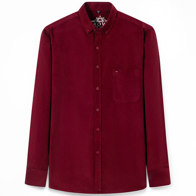 Muškarci Proljeće Jesen Vintage pamučne košulje od samta s jednim džepom standardnog kroja Udobna svestrana ležerna košulja dugih rukava