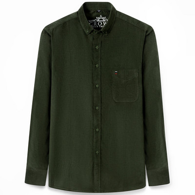 Muškarci Proljeće Jesen Vintage pamučne košulje od samta s jednim džepom standardnog kroja Udobna svestrana ležerna košulja dugih rukava