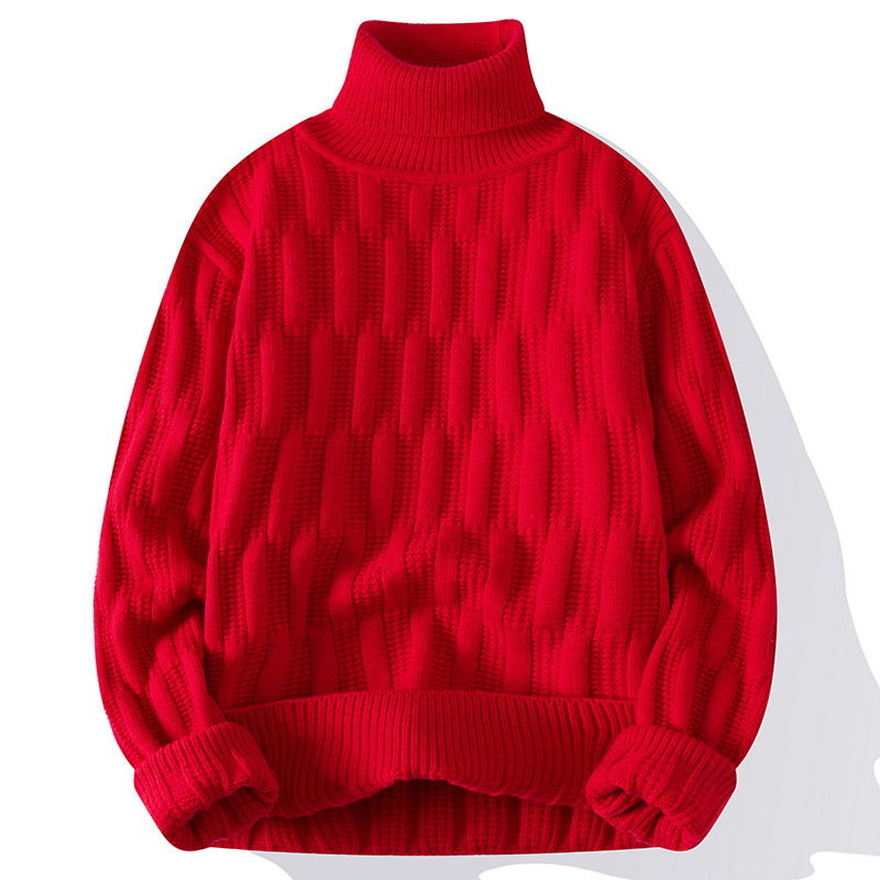 Jesen Zima Muški džemperi s dolčevitima Modni jacquard pleteni puloveri Muški ležerni pleteni jednobojni pulover s dolčevitima