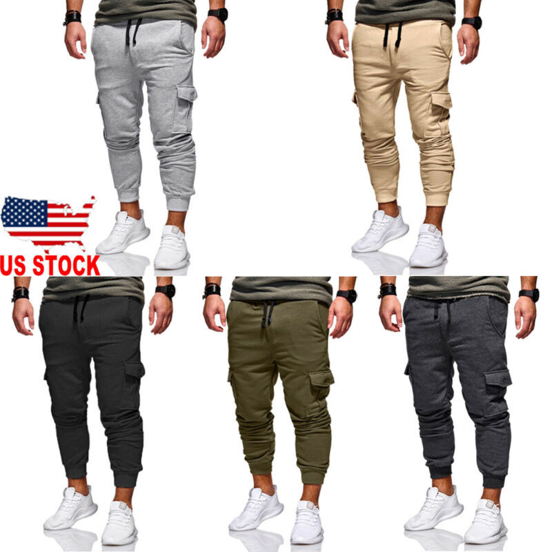Vyriškos laisvalaikio kelnės Pavasario rudens sportinis kostiumas Laisvas Sportas Bėgimas Bėgimas Sweat Cargo Kelnės Kelnės Vyriški drabužiai