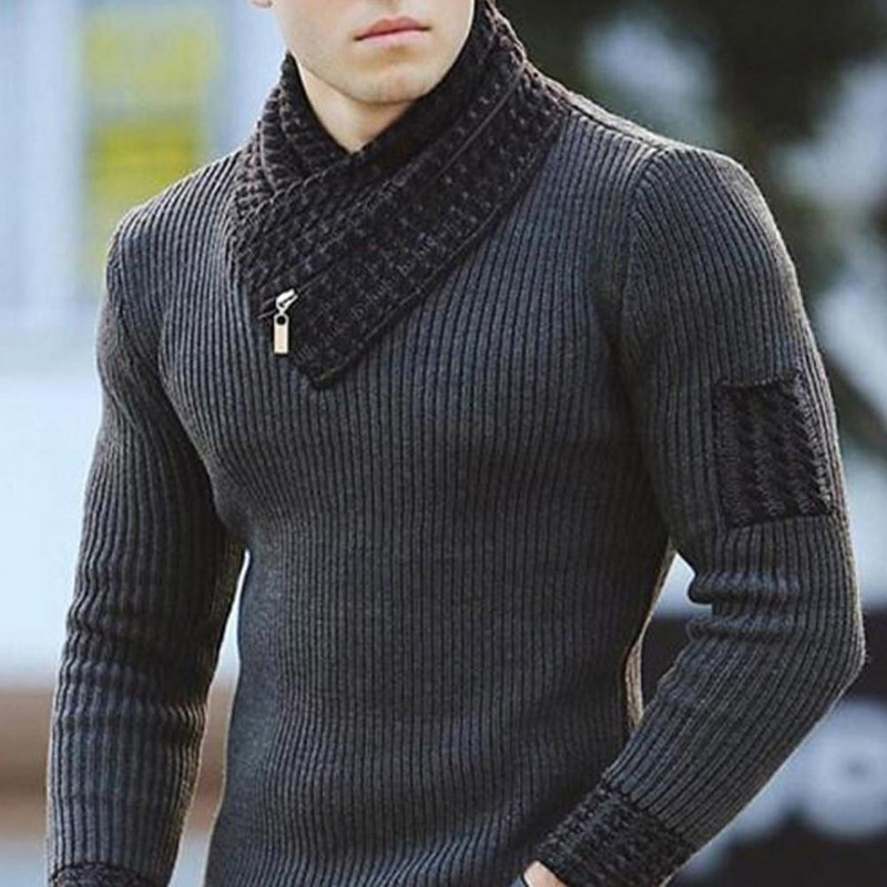 Μακρυμάνικο κασκόλ γιακά Ανδρικό πουλόβερ Streetwear Φθινόπωρο 2023 Απαλό χρώμα Μπλοκ Λεπτό ανδρικό πλεκτό πουλόβερ πουλόβερ μπλούζες