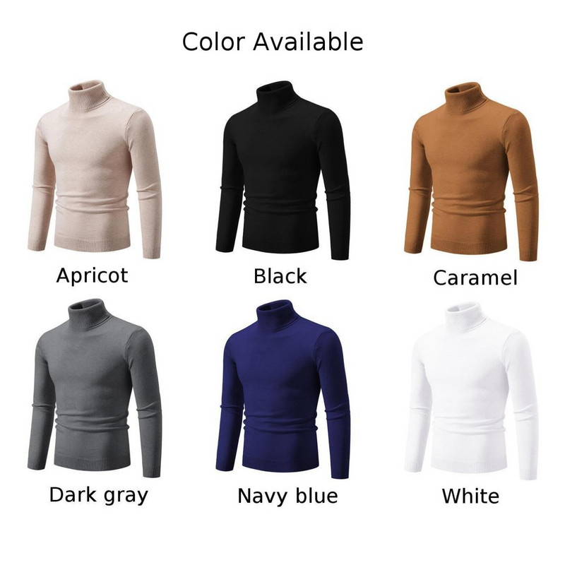 Meeste talvekampsun, ühevärviline kaelusega Slim Fit pikkade varrukatega kampsunid, džemprid, kudumid, pulloverid, meeste rõivad