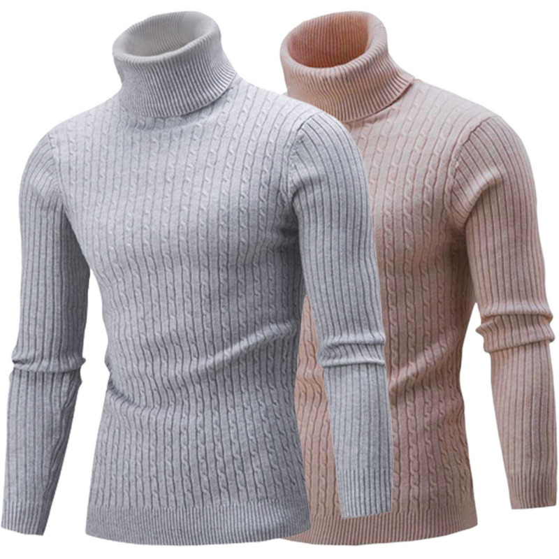 Jesen Zima Muški pulover s dolčevitom Modni pleteni pulover s visokim ovratnikom Pleteni pulover s ovratnikom Topli džemper Slim Fit džemperi