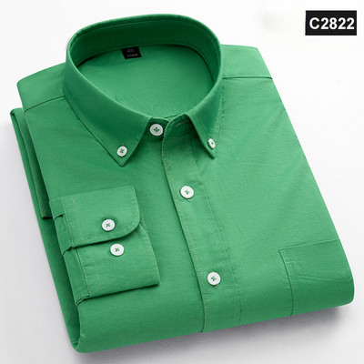Klassikalise sobivusega fasion 100% puuvillane pikkade varrukatega särk meestele, ühe taskuga, õhuke istuvus Vabaaja topp pehme Oxfordi ühevärviline kontoririided