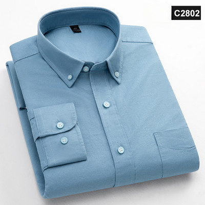 Klassikalise sobivusega fasion 100% puuvillane pikkade varrukatega särk meestele, ühe taskuga, õhuke istuvus Vabaaja topp pehme Oxfordi ühevärviline kontoririided