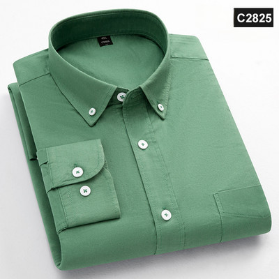 Klassikalise sobivusega fasion 100% puuvillane pikkade varrukatega särk meestele, ühe taskuga, õhuke istuvus Vabaaja topp pehme Oxfordi ühevärviline kontoririided