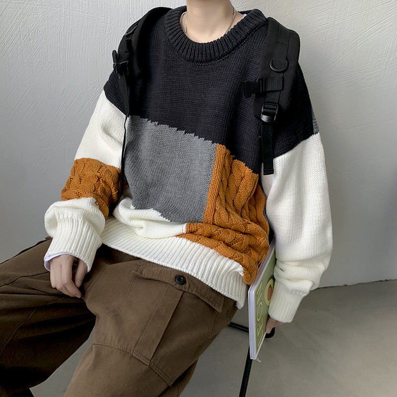 Vyriški rudeniniai drabužiai, paprasto stiliaus O kaklo Vyriški megzti megztiniai Gatvės drabužiai Rudens megztinis Vyriški drabužiai Trikotažas E127