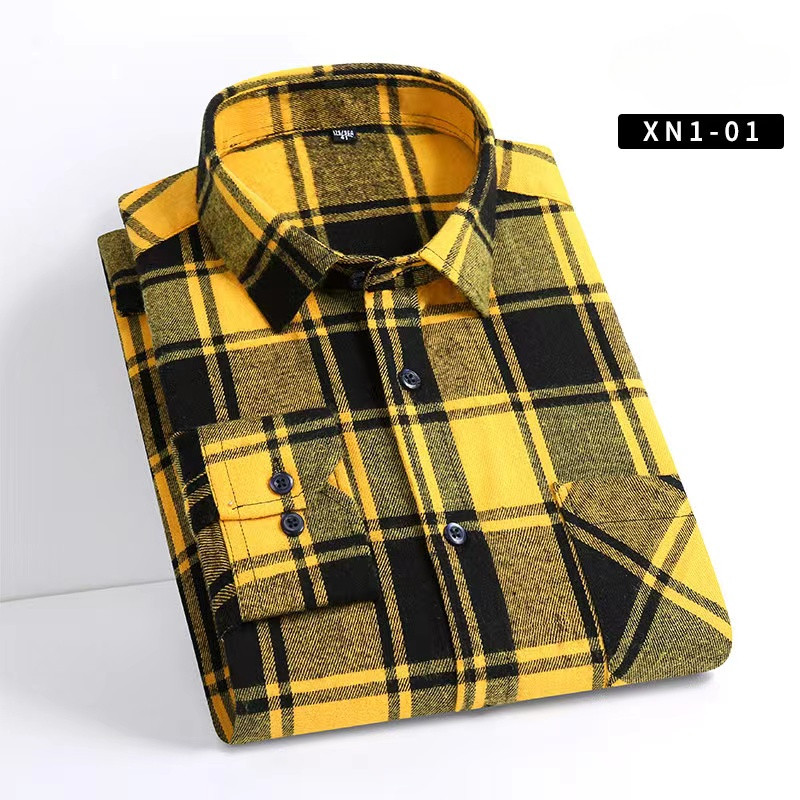 velike veličine 100% pamuk brušene košulje dugih rukava za muškarce uski kroj ležerna obična košulja karirane majice elegantna odjeća s jednim džepom