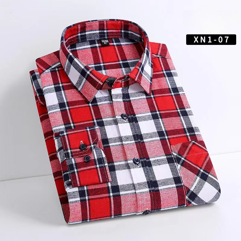 velike veličine 100% pamuk brušene košulje dugih rukava za muškarce uski kroj ležerna obična košulja karirane majice elegantna odjeća s jednim džepom