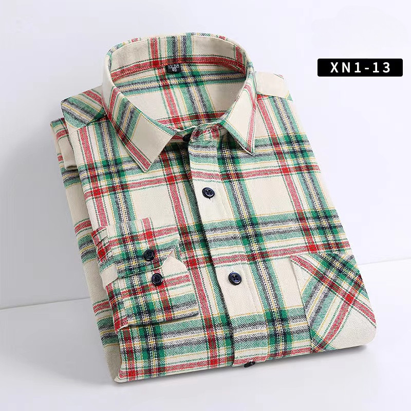 velike veličine 100% pamuk brušene košulje dugih rukava za muškarce uski kroj ležerna obična košulja karirane majice elegantna odjeća s jednim džepom