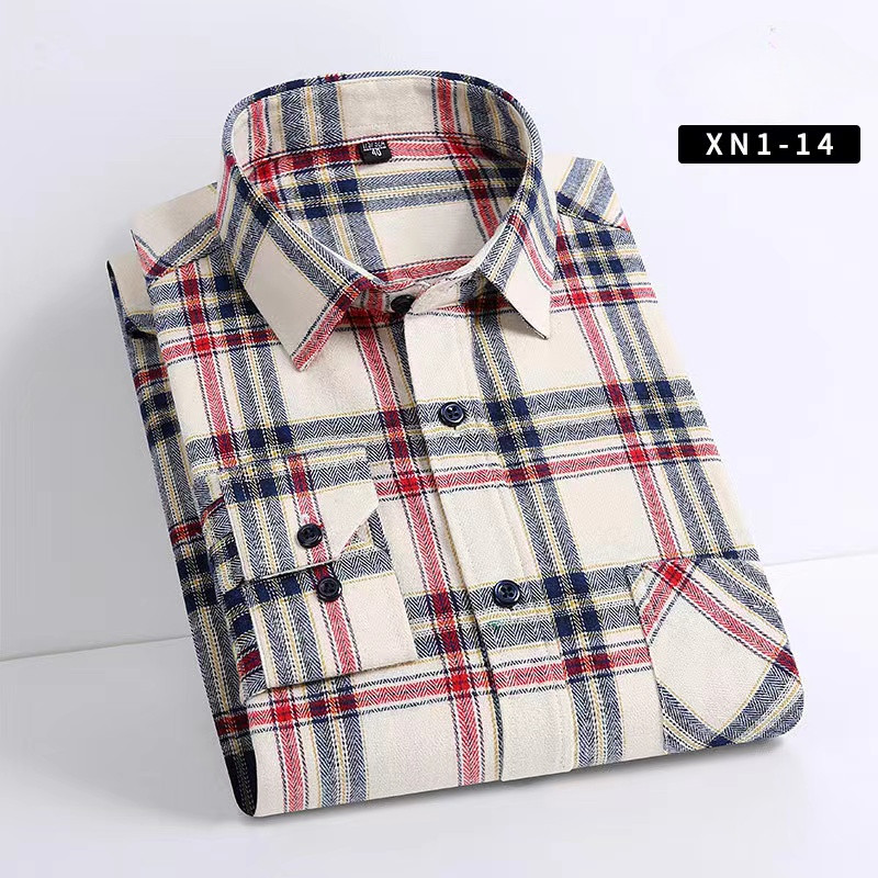 velike veličine 100% pamuk brušene košulje dugih rukava za muškarce uski kroj ležerna obična košulja karirane majice elegantna odjeća s jednim džepom