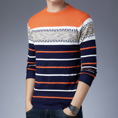 Νέο ανδρικό πουλόβερ μόδας φθινοπώρου 2023 Πουλόβερ ριγέ πλεκτό πουκάμισο με στρογγυλή λαιμόκοψη Ανδρικό πουλόβερ με μακρυμάνικο κορεατικό στυλ