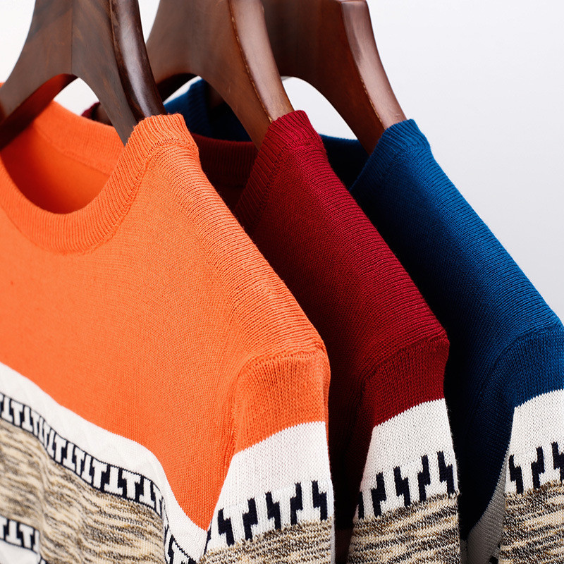 Νέο ανδρικό πουλόβερ μόδας φθινοπώρου 2023 Πουλόβερ ριγέ πλεκτό πουκάμισο με στρογγυλή λαιμόκοψη Ανδρικό πουλόβερ με μακρυμάνικο κορεατικό στυλ