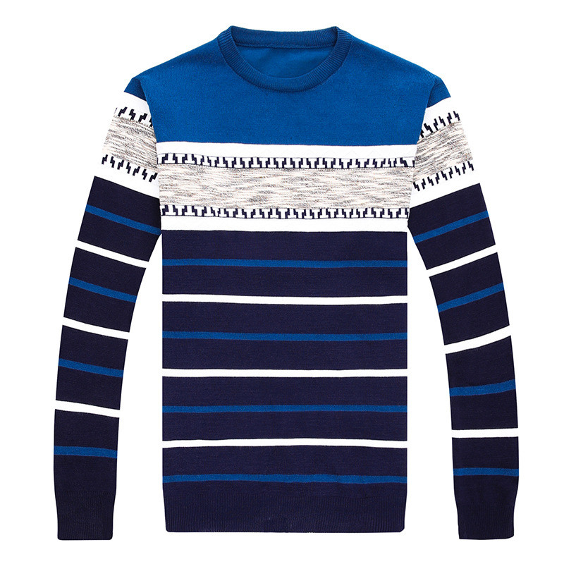 Νέο ανδρικό πουλόβερ μόδας φθινοπώρου 2023 Πουλόβερ ριγέ πλεκτό πουκάμισο με στρογγυλή λαιμόκοψη Ανδρικό πουλόβερ με μακρυμάνικο κορεατικό στυλ