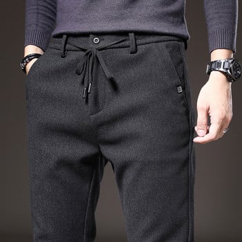 Μάρκα MINGYU Φθινοπωρινό, Χειμερινό βουρτσισμένο ύφασμα, καθημερινό παντελόνι ανδρικό χοντρό Επαγγελματικό, λεπτό βαμβακερό παντελόνι μαύρο γκρι Αντρικό συν μέγεθος 38